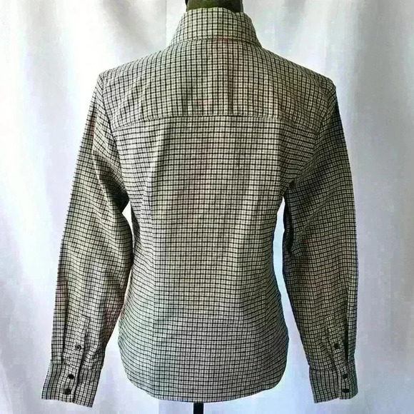 😍 NWT 😍 Banana Republic Womens Cotton Flannel Shirt, Black/Tan/Cream, Size S - Picture 7 of 8